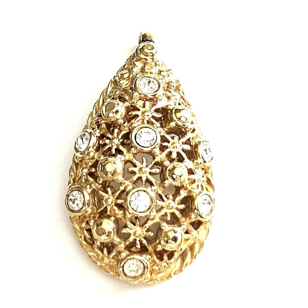 Jose Barrera for Avon Gold Tone Swarovski Crystal Vintage Necklace Pendant